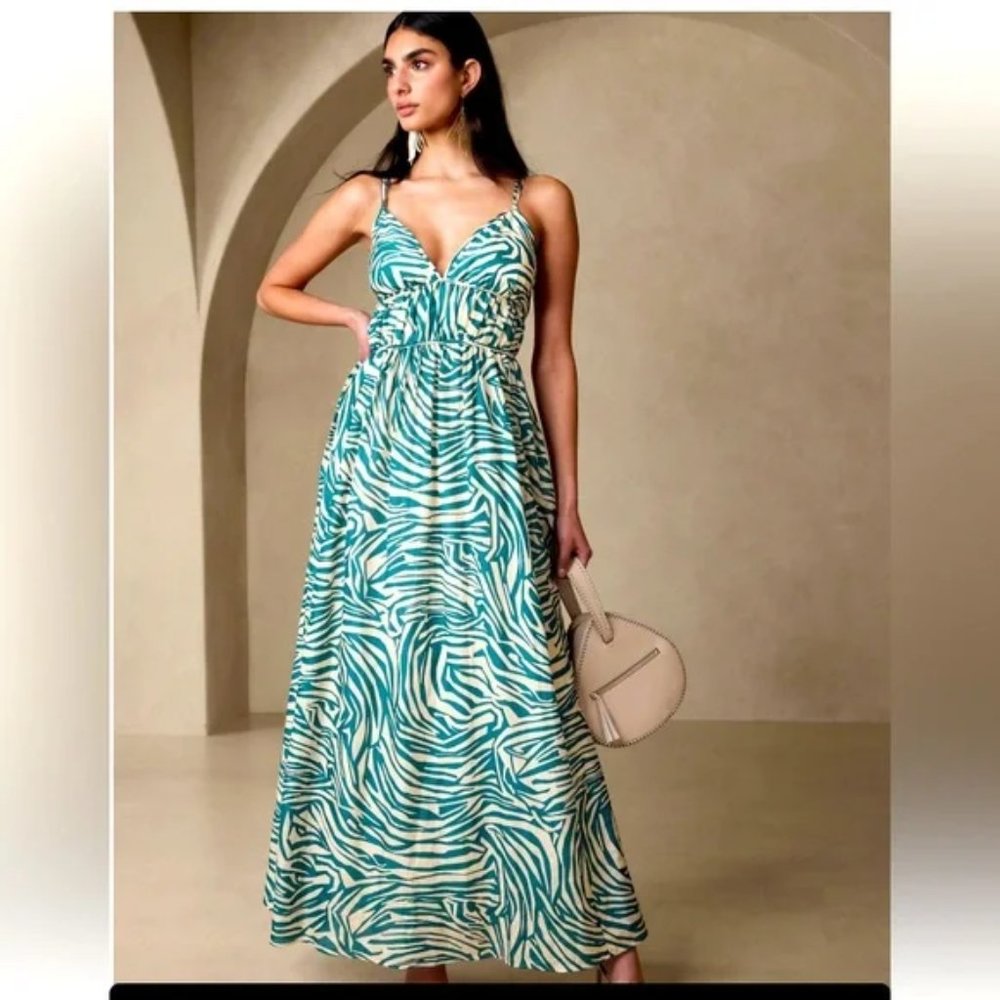 NWT Banana Republic Rosalia Cotton-Silk Maxi Dress - 10P